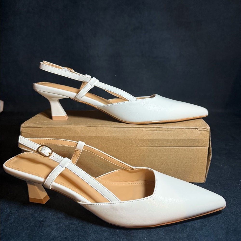 Elegant White Slingback Heels